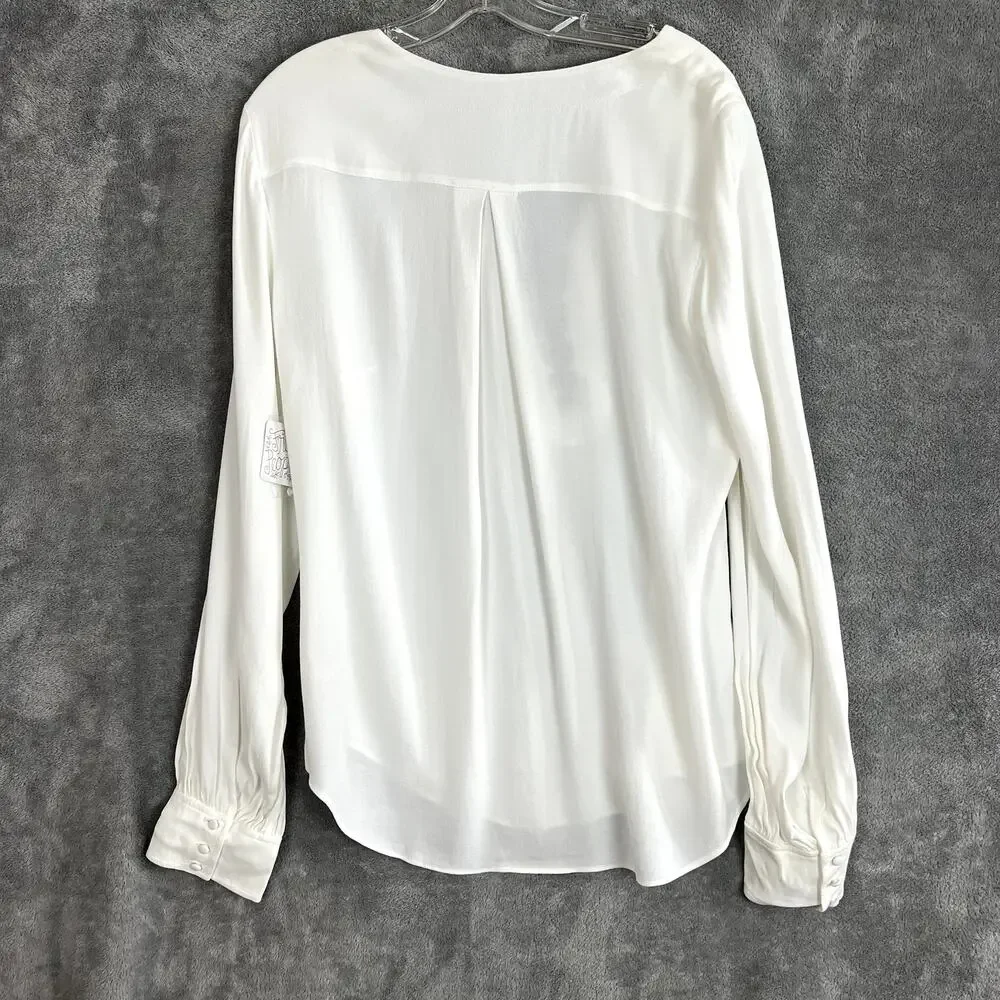 Free People Blouse Womens L White Long Sleeve Boho Festival‎ NWT